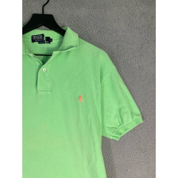 Polo Ralph Lauren Men's Vintage Polo Shirt L Kiwi Lime Green Short Sleeve - Picture 3 of 11